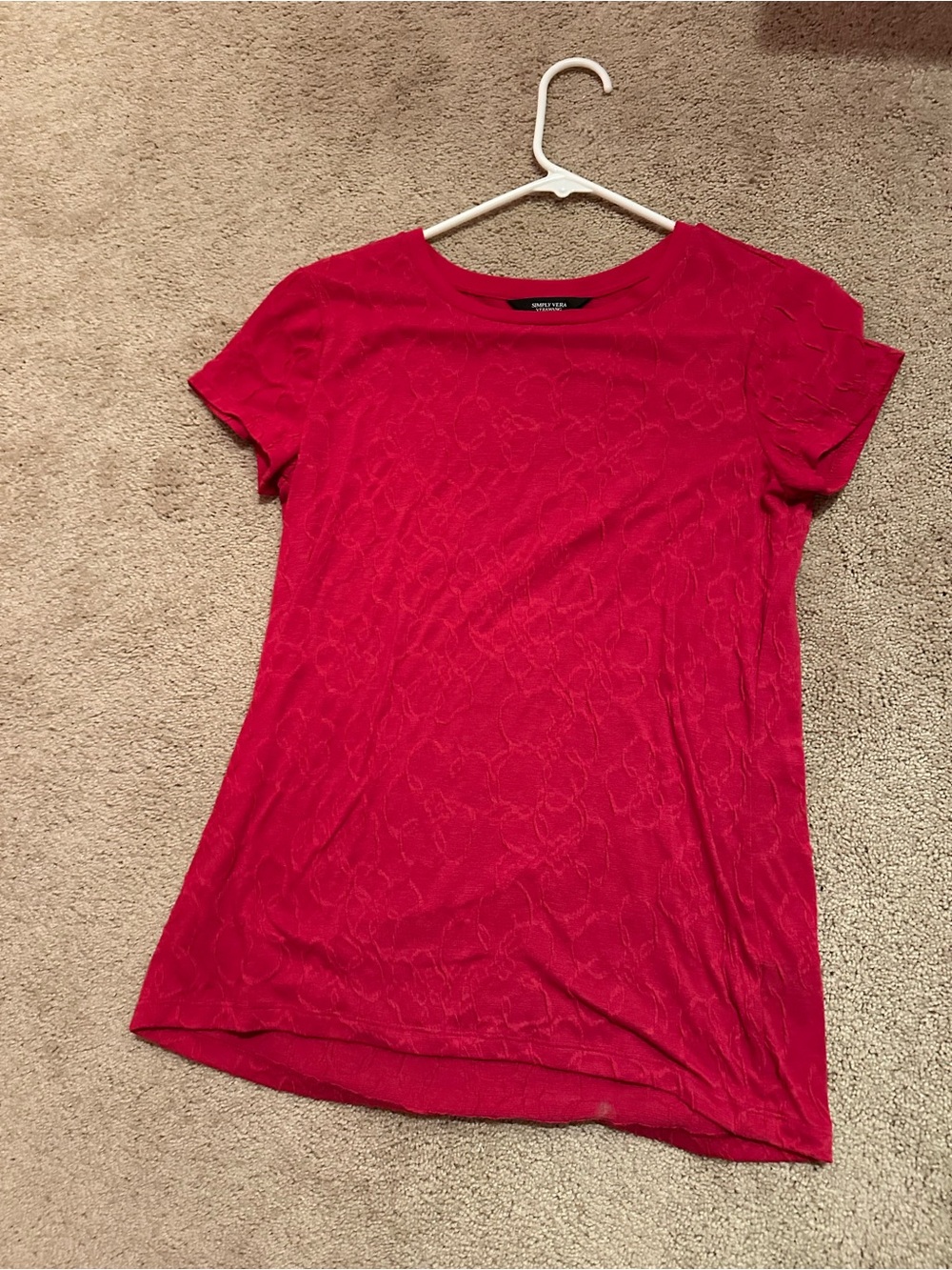 Simply Vera Vera Wang Red Short-Sleeve Lace-Texture Tee